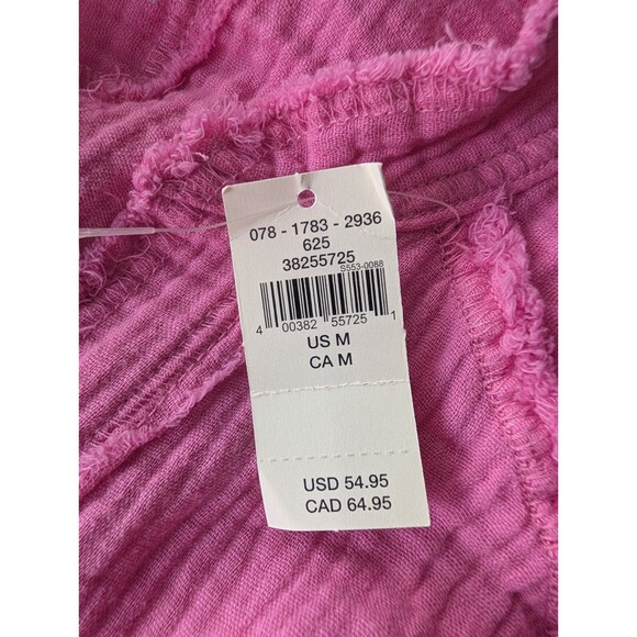 Aerie Women's Pink Pool To Party Cover Up Button Shirt Medium - Picture 8 of 10